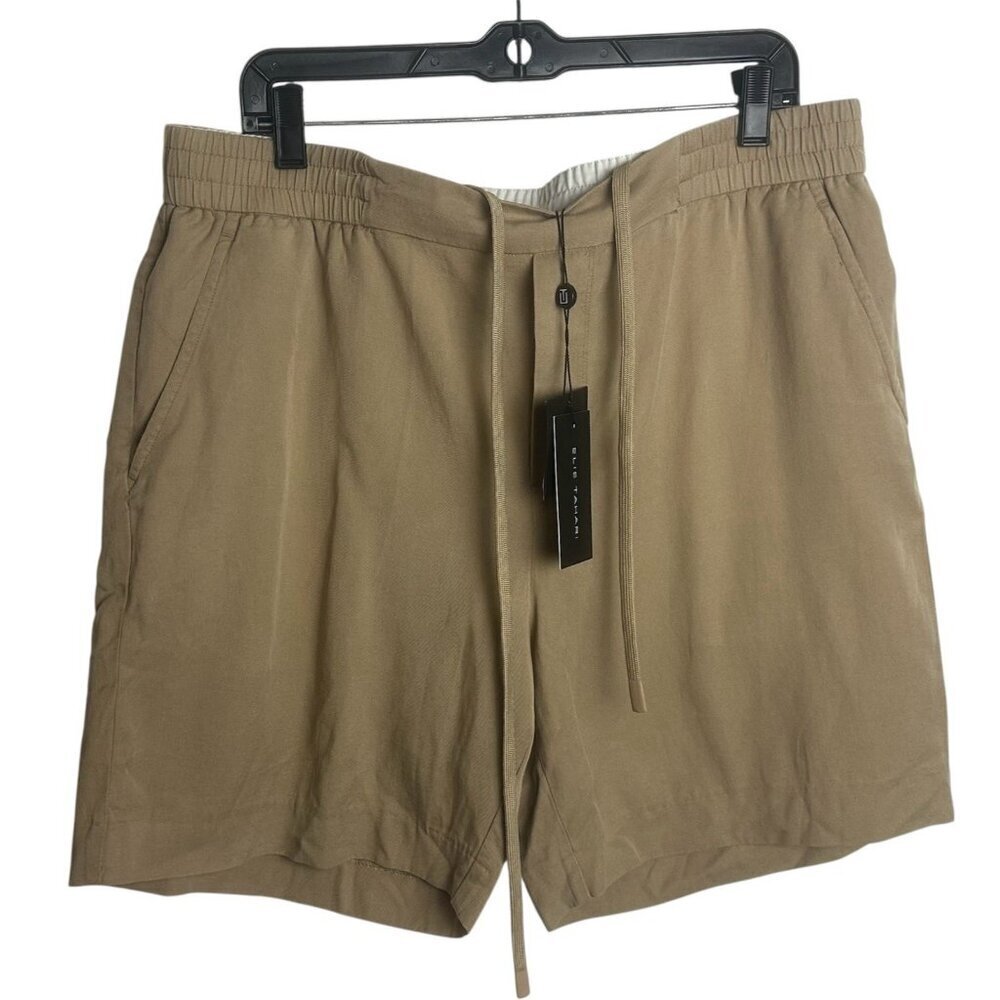 Elie Tahari Women’s KHAKI Chino Shorts Pull On Pockets Large NEW Drawstring